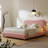 Modern Upholstered Platform Bed with Curved Headboard and Rounded Footboard-710002149-710002145