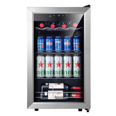 Kalamera 17.3'' W Freestanding 93 Cans (12 oz.) 2.4 Cubic Feet Beverage Cooler with Wine Storage | Fridge.com