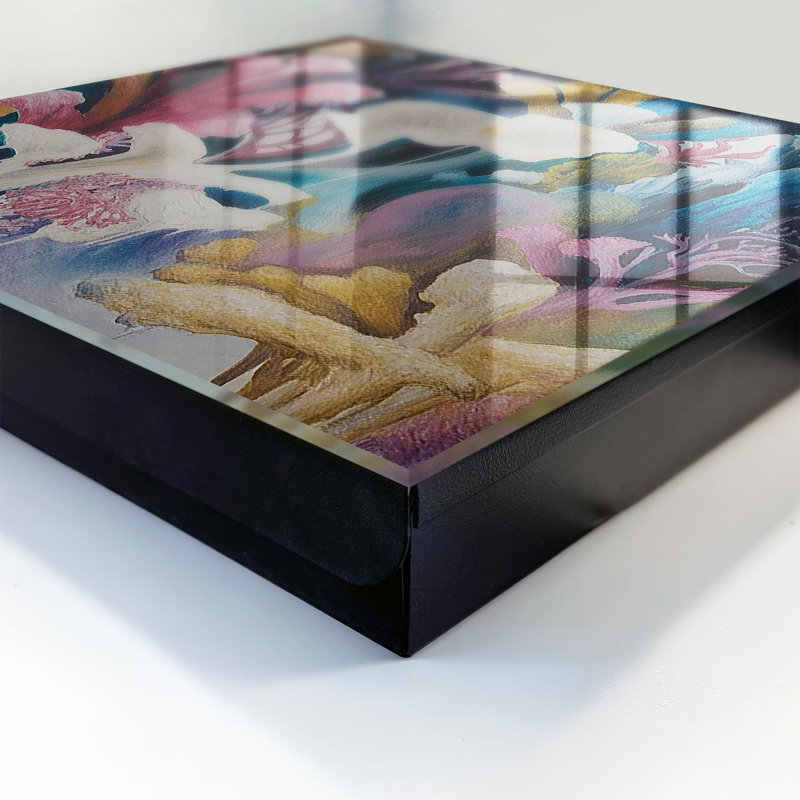 Key storage box, Opens to the left, 30x30x5, White, A colorful abstraction of nature full of energy, 