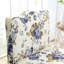 Fauteuil de salle à manger bleu en flanelle avec accoudoirs et soutien de la taille