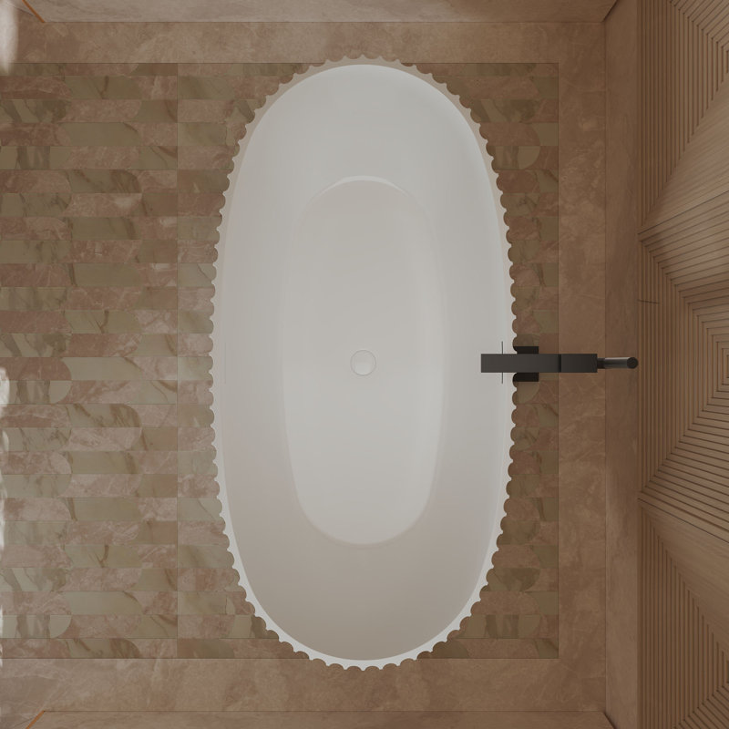 Baignoire autoportante MonBlari 170 cm x 85 cm en acrylique blanc avec trop-plein et bonde rétractable pour salle de bain
