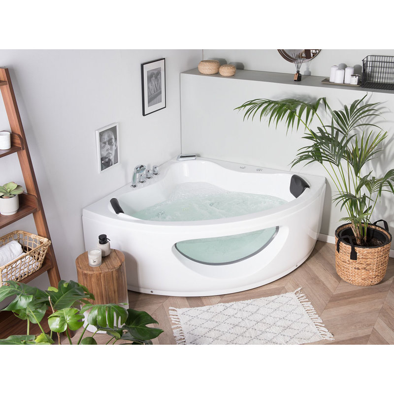 Obregon 2050mm x 146mm Corner Whirlpool Acrylic Bathtub with Tap