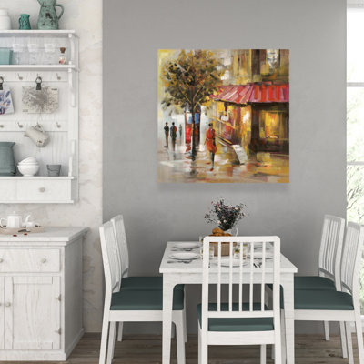 Abstract street with passers - Office Building Canvas Art