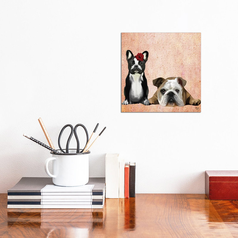 French Bulldog & English Bulldog by Fab Funky - Wrapped Canvas Painting, 30.48 cm H x 30.48 cm W