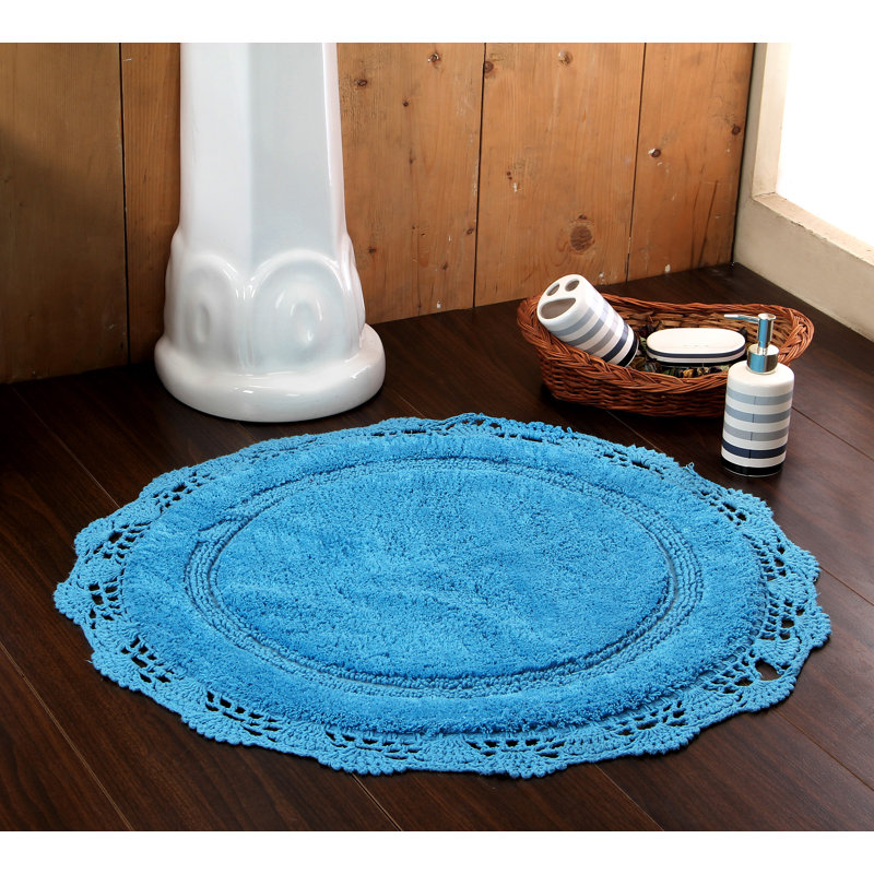 Tapis pour salle de bain Wingert, l 24 po x L 24 po, Bleu aqua
