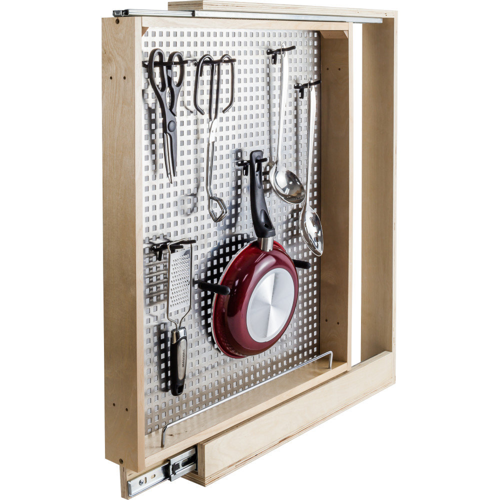 3" Base Cabinet Filler with Stainless Steel Pegboard Organizer Hardware Resources 
