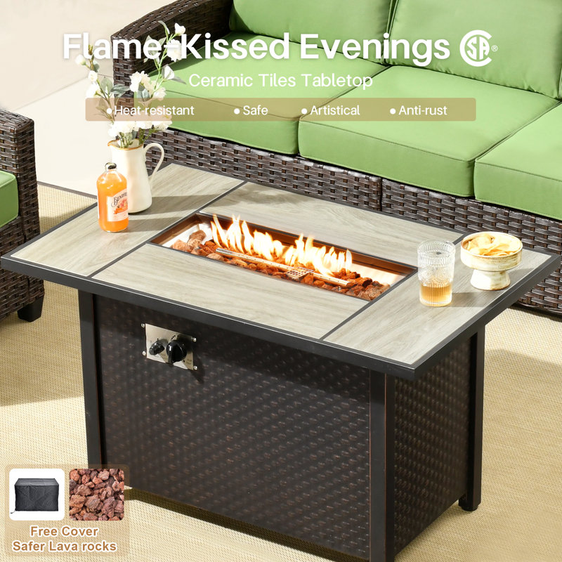 Ensemble de conversation pour 7 personnes avec coussins, Vert, Oui