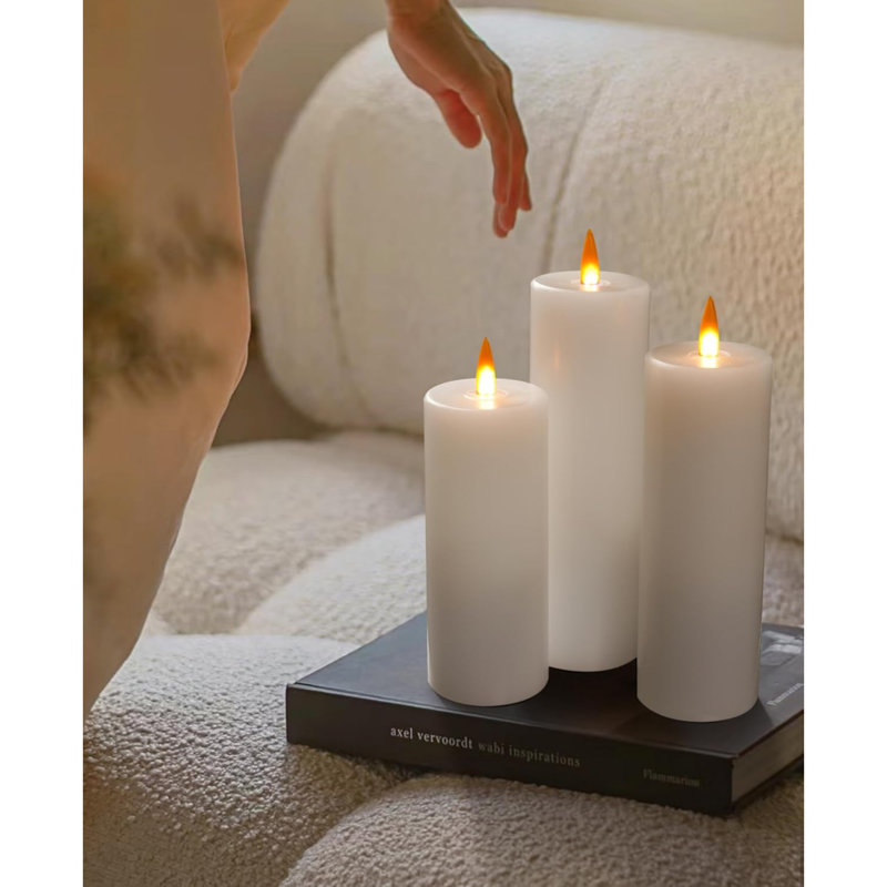 LED Candle Analog Flame Candle Light Battery Operated Candle Light Remote Timer Function Real Wax Set of 5