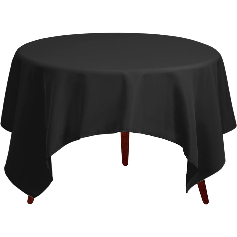 Amilliana Square No Pattern Polyester Tablecloth, 85" Square, Black