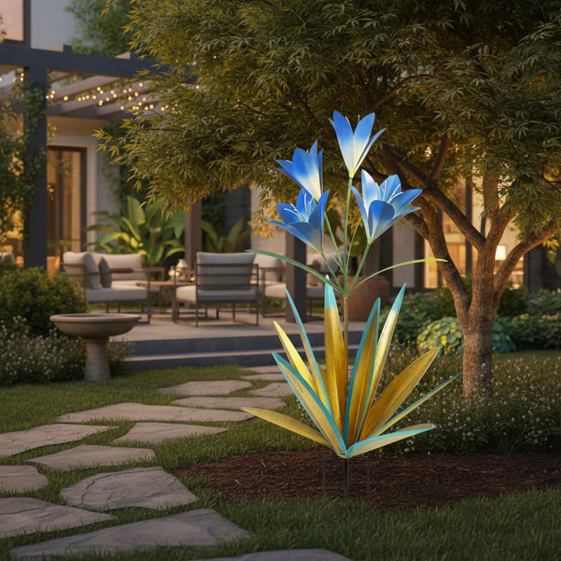 Metal Garden Statue, Blue