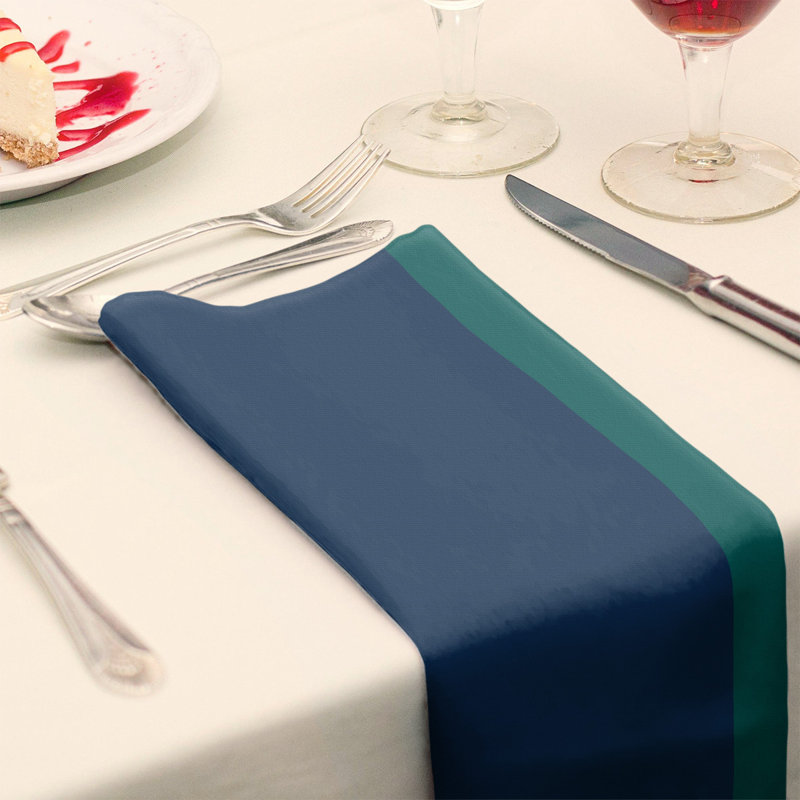 Cotton No Pattern Square Napkin, Navy Blue/Green