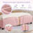 Full Size Upholstered PU Leather Bed Frame, With Butterfly Shaped Headboard And Footboard, Platform Bed Frame With Gold Metal Decorations, No Box Spring Needed, Light Pink-470847829-470847828