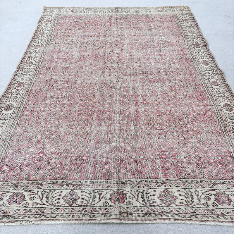 Tapis classique en laine rose surdimensionné 83,1 x 124,8 pouces