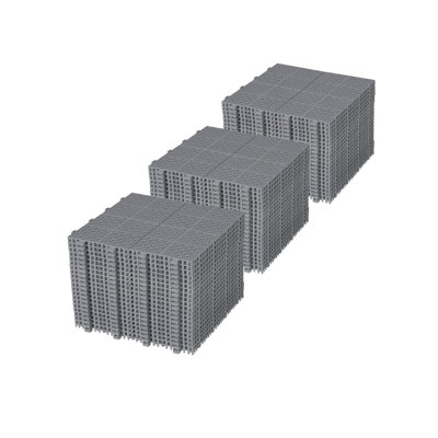 12 x 12 Inch Gray Interlocking Plastic Waterproof Deck Tiles Rosette Pattern (60pcs)