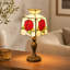 Lampe de table haute rose de 15 pouces, lampe florale décorative de style rétro avec ampoule