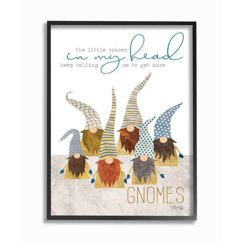 Voix à l'intérieur de ma tête, citation de gnome par Marla Rae, H 14 po x l 11 po x P 1,5 po, Giclée encadrée noir minuit
