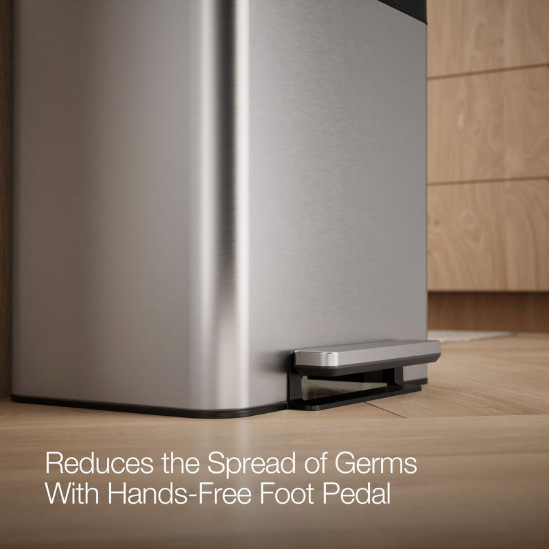 8-Gallon Compact Stainless Steel Step Trash Can, Stainless Steel