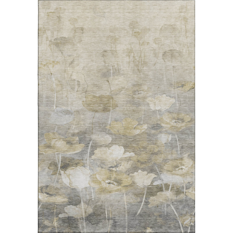 Premium Machine Washable Cerrito Beige Rug, Rectangle 3' x 5'