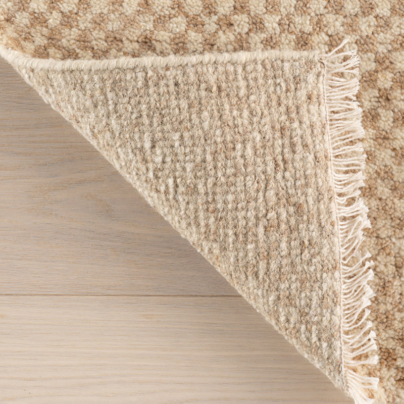 Pierce Wheat Hand Knotted Wool Rug, Rectangle 5' x 8'