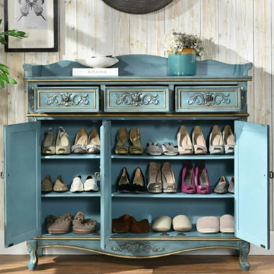 Console bleue en bois massif