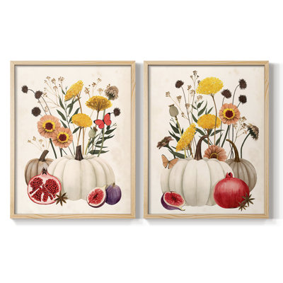 «Fall Botanicals I», reproduction encadrée de qualité supérieure - prête à être accrochée - aucun clou requis - aucun clou requis