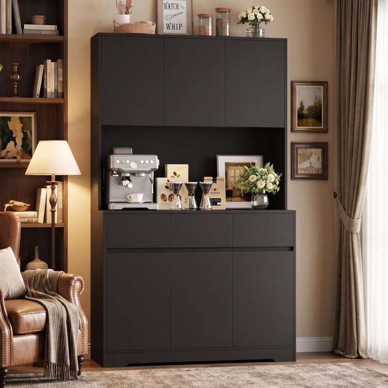 Bibliothèque/armoire moderne de 70,9 po de hauteur avec étagères réglables, Black