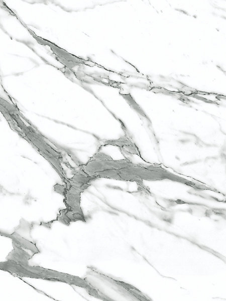 White Marble Aluminium  Kitchen Splashback, 305 cm x 75 cm, Grey/Blue