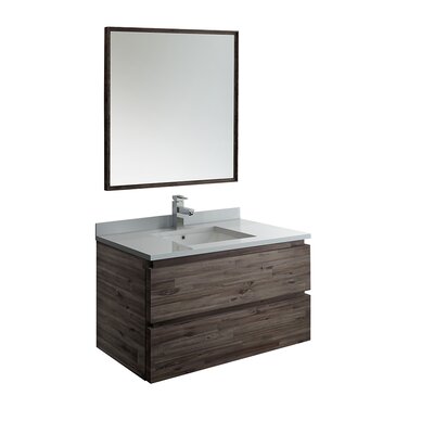 Fresca Formosa 36"" Wall Mounted Single Sink Open Bottom Bathroom Vanity Set with Mirror -  FVN3136ACA