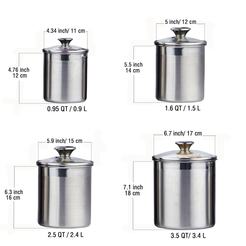 Ensemble de 4 pots de cuisine Cooks Standard Classic en acier inoxydable avec couvercle en verre, Moyen 4 pièces 8,5 pte