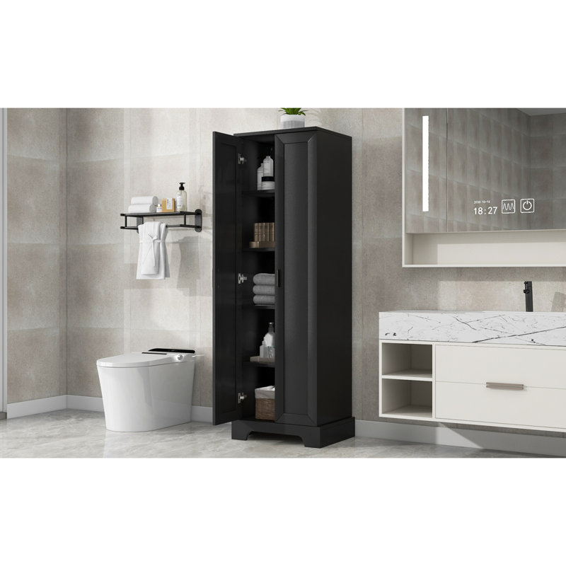 Armoire de rangement avec deux portes, tablette réglable, panneau de fibres à densité moyenne, Noir