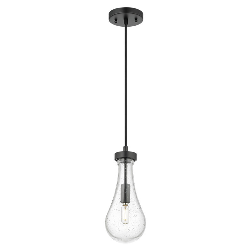 Luminaire suspendu à 1 lumière Owego, Noir mat, Grainé, H 12,13 po x l 5,13 po x P 5,13 po