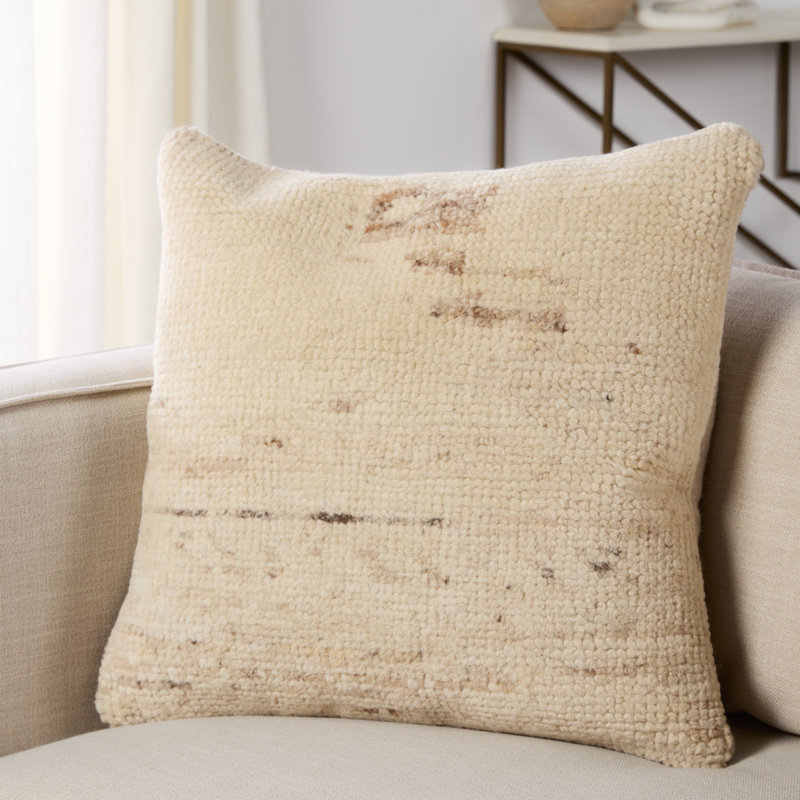Bacci Handmade Solid Pillow, Cream, Square 26", Polyester