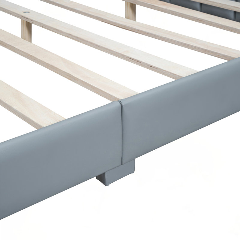 Lit plateforme tapissier, gris