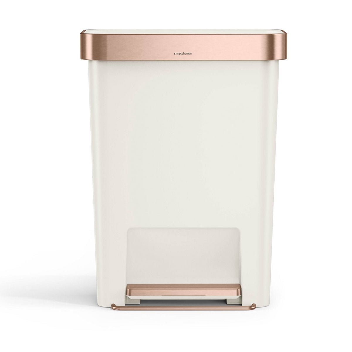 Simplehuman 45 Liter / 12 Gallon Rectangular Kitchen Step Trash Can with Soft-Close Lid, Plastic, Cream