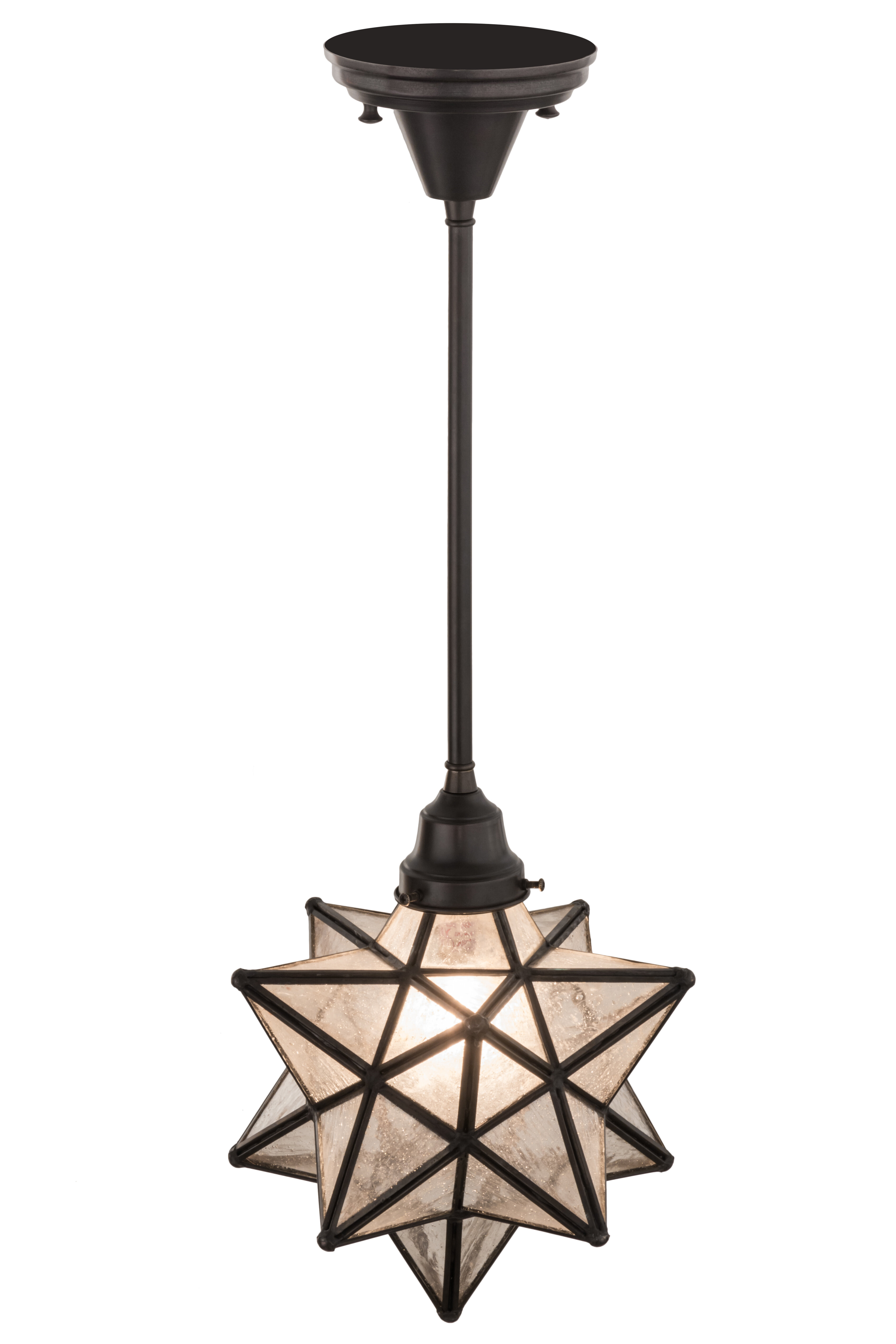 Black Moravian Star Pendant Chandelier Seeded Glass