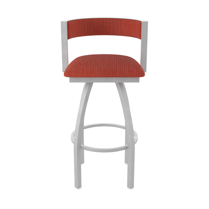 Tabouret Artémis, Tabouret de bar (siège d'une hauteur de 30 po), Nickel anodisé, Tissu - graphite coquelicot
