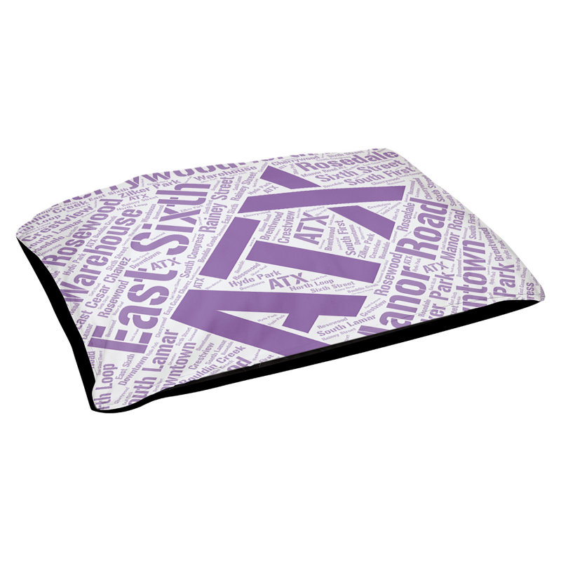 Coussin de chien « districts », Austin, Très grand (H 17 po x l 50 po x P 40 po), Mauve