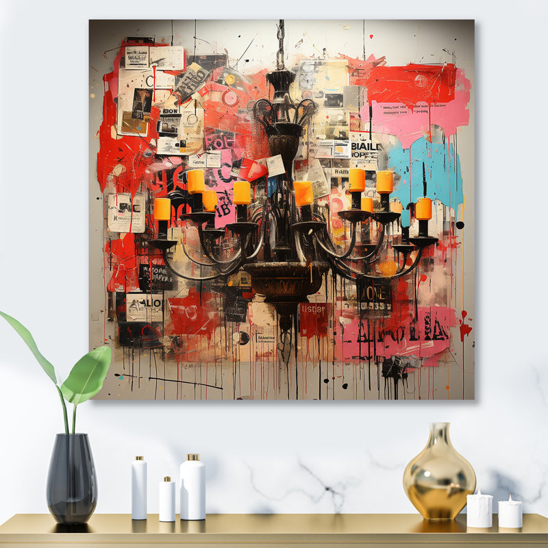 Popart Chandelier Extravaganza I - Chandelier Metal Wall Art, 16" H x 16" W