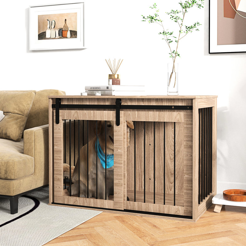 Table pour chien Dog Kennel - brun noyer, 39 po x 23 po x 24 po, pour grands chiens, intérieur, cage ventilée et fonctionnelle