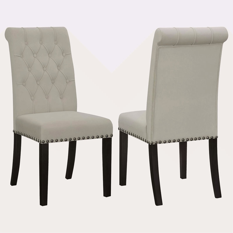 Ensemble de 2 chaises d'appoint capitonnées, Velours gris