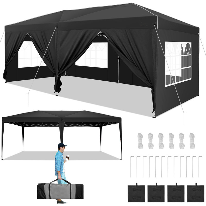 3m x 6m Metal Vault Canopy, Black