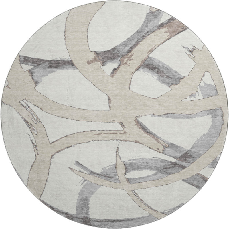 Premium Machine Washable Mayfield AMF1022 Circles Rug, Round 8' 