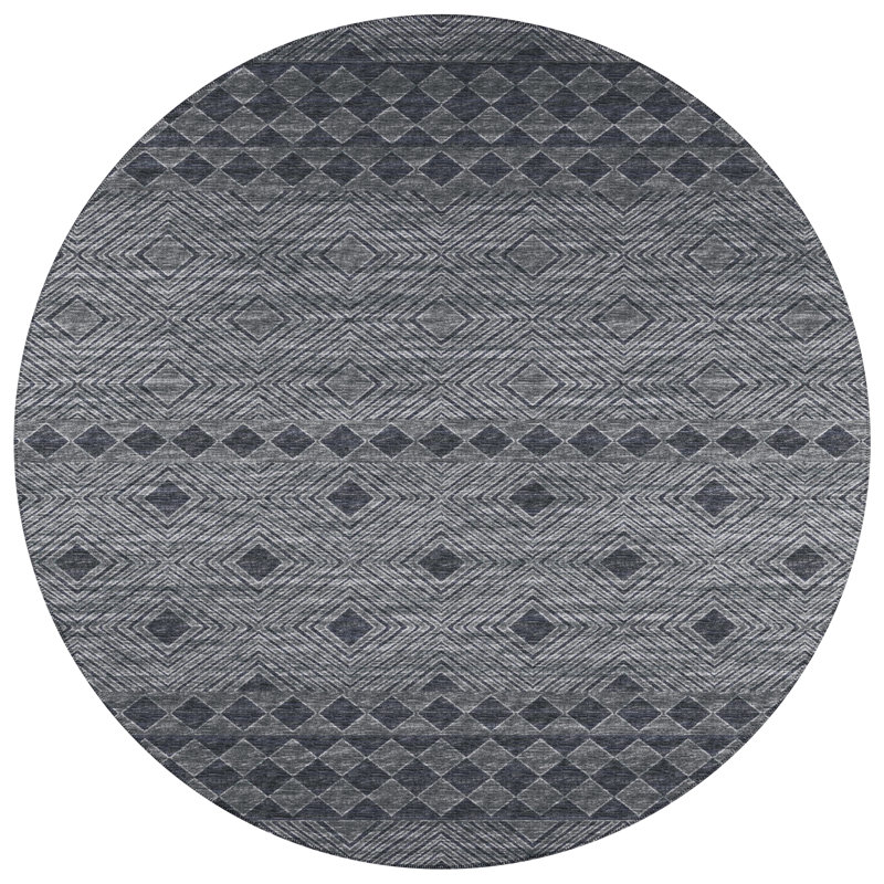 Tapis noir / gris Anchelin, Rond 8 pi