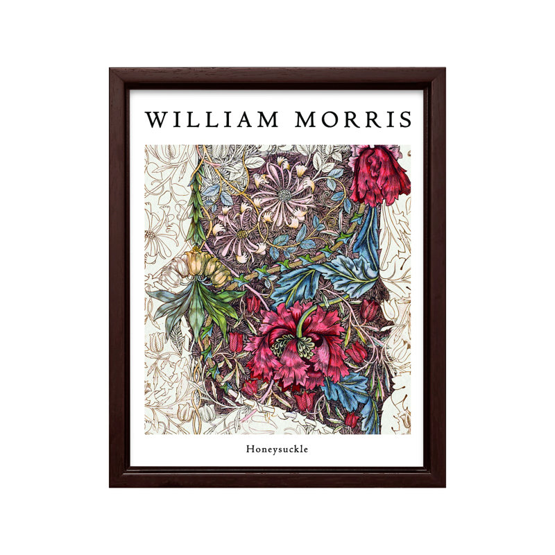 William Morris - Chèvrefeuille No2, Canvas, Brown Framed, 11"H x 14"W
