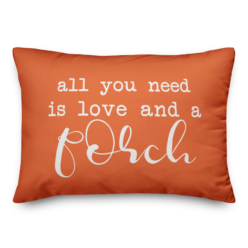 Textual Outdoor Throw Pillow, Orange