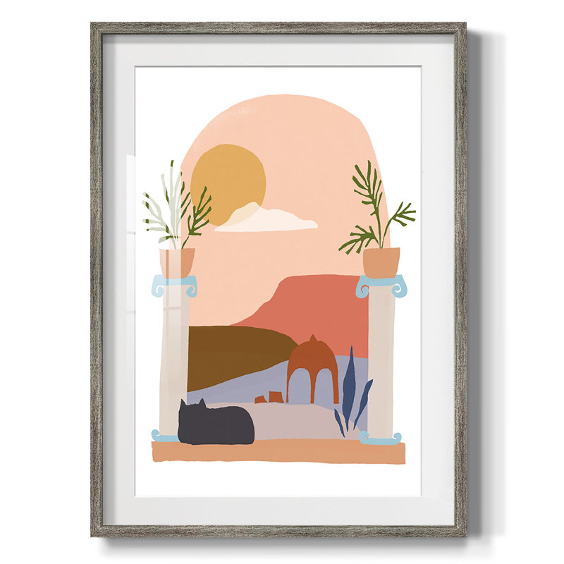 Raphia Palm I, Papier encadré argent vieilli, Blanc