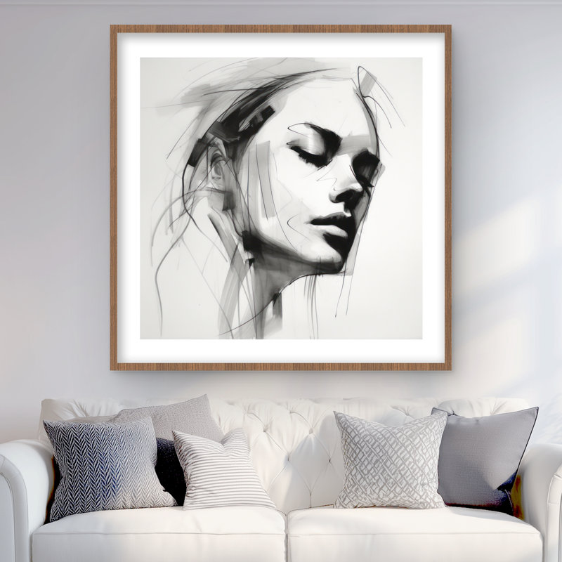 Traits féminins - Figuratif noir encadré