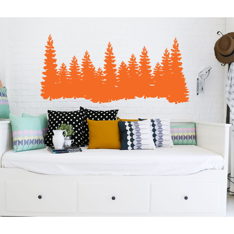 Décalcomanie murale "pin trees forest landscape", Orange