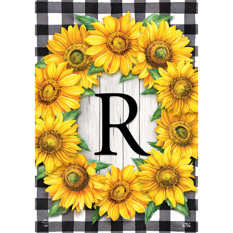 Sunflowers Monogram R Garden Flag