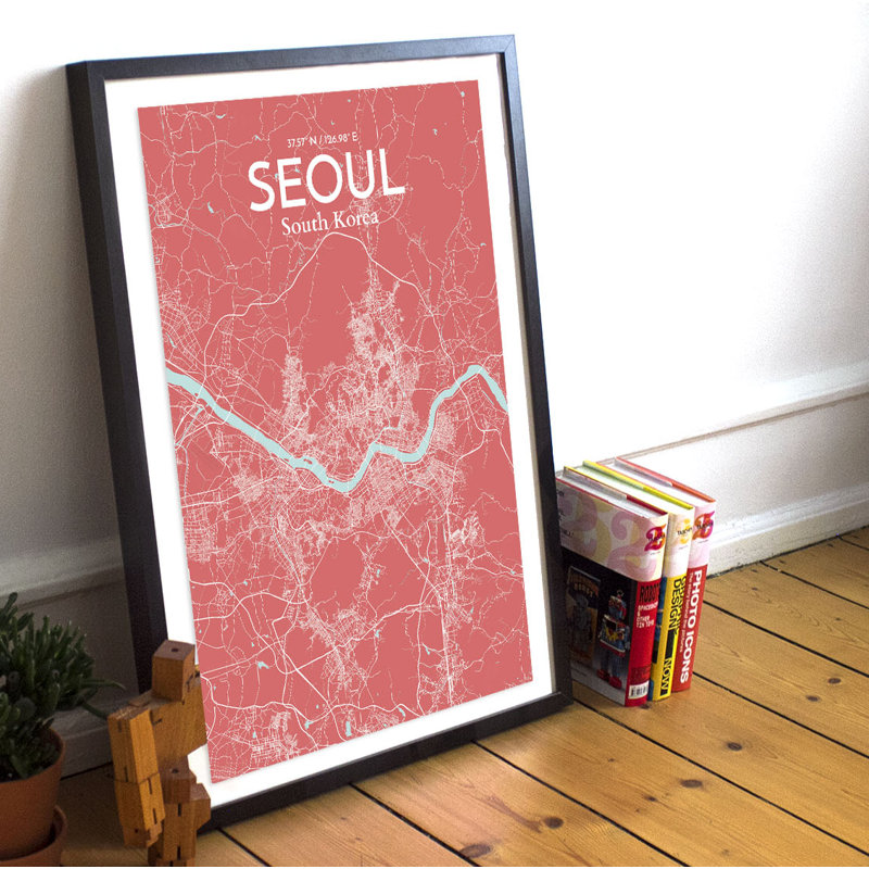 Seoul City Map - No Frame Print, 43.2cm H x 27.9cm W x 0.1cm D